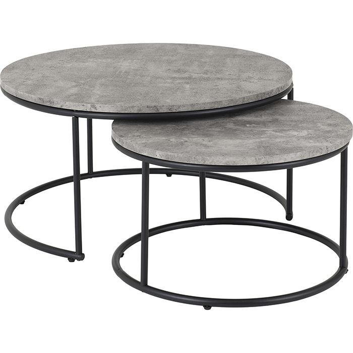 Athens Round Coffee Table Set In Concrete Effect - Click Image to Close